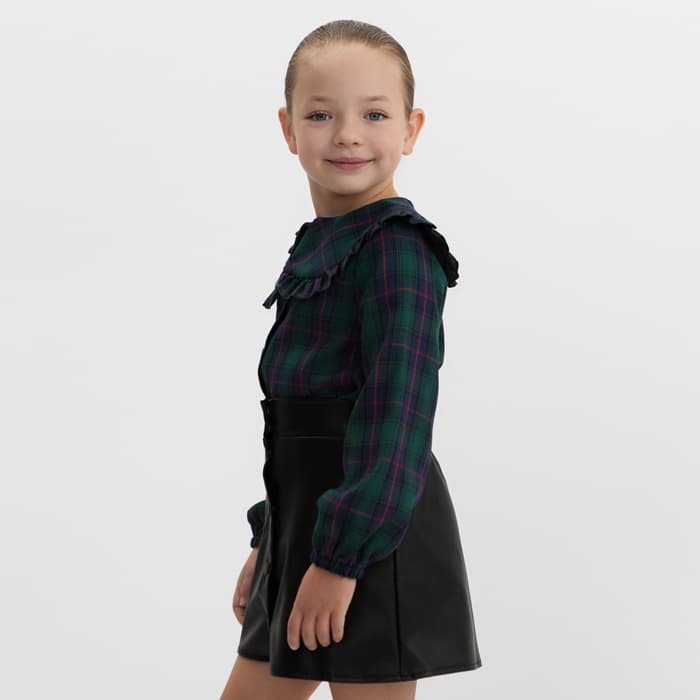 Рубашка для девочки KAFTAN «Клетка», зелёная, размер 30 (98-104 см)