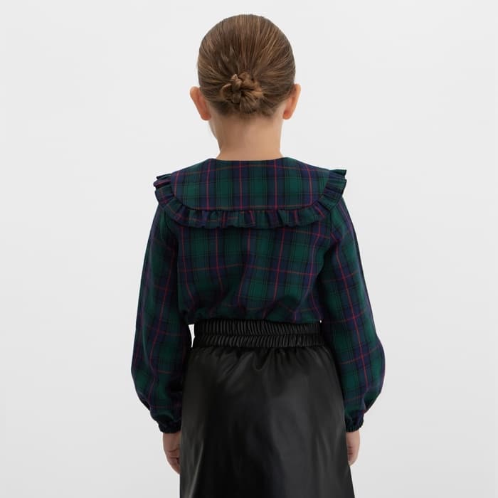 Рубашка для девочки KAFTAN «Клетка», зелёная, размер 30 (98-104 см)
