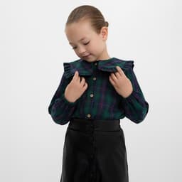 Рубашка для девочки KAFTAN «Клетка», зелёная, размер 30 (98-104 см)