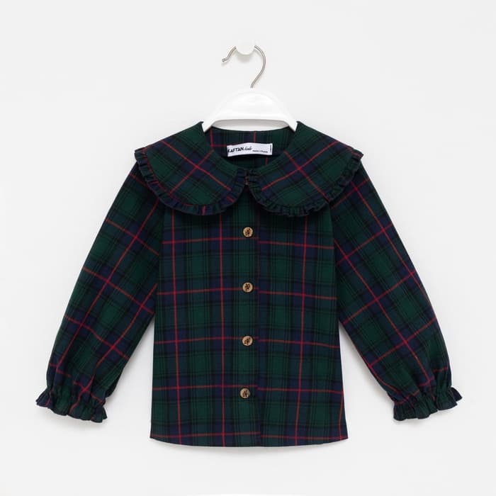 Рубашка для девочки KAFTAN «Клетка», зелёная, размер 30 (98-104 см)
