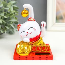 Маятник настольный антистресс «Манэки-нэко со слитком и бубенчиком», пластик, от солнечной батареи, 8.8×8.8×11.5 см