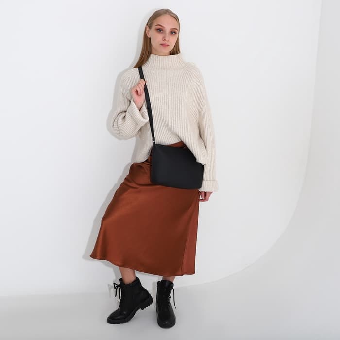 Сумка женская кросс-боди на молнии, 25×8×19 см, чёрная