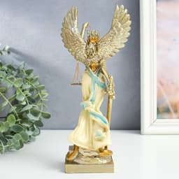 Фигурка полистоун «Богиня Фемида с крыльями. Правосудие», сливки с золотом, 6×11×25 см