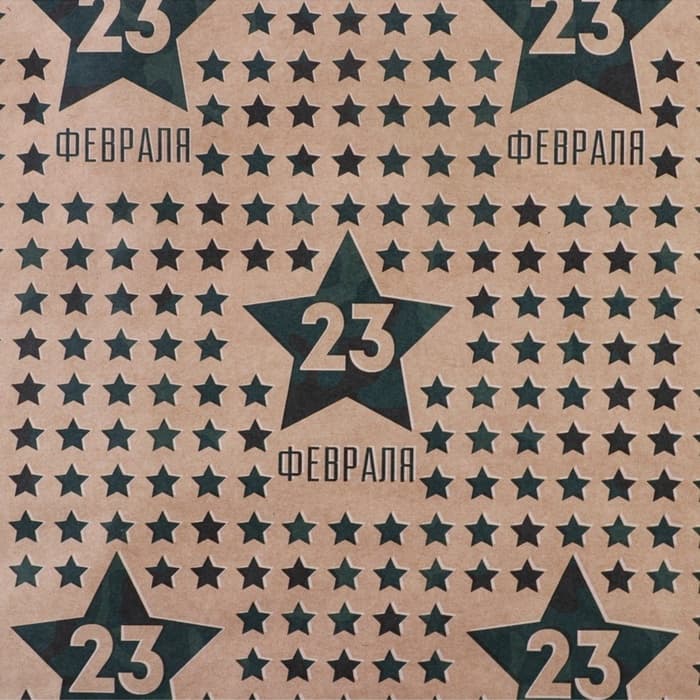 Бумага упаковочная крафтовая «23 февраля», 50×70 см