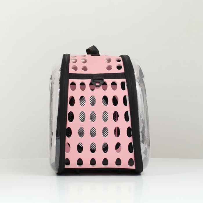 Переноска для животных, 42×32×28 с, прозрачная, розовая