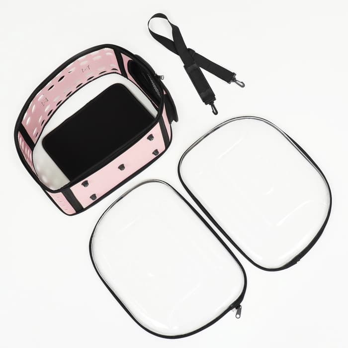 Переноска для животных, 42×32×28 с, прозрачная, розовая