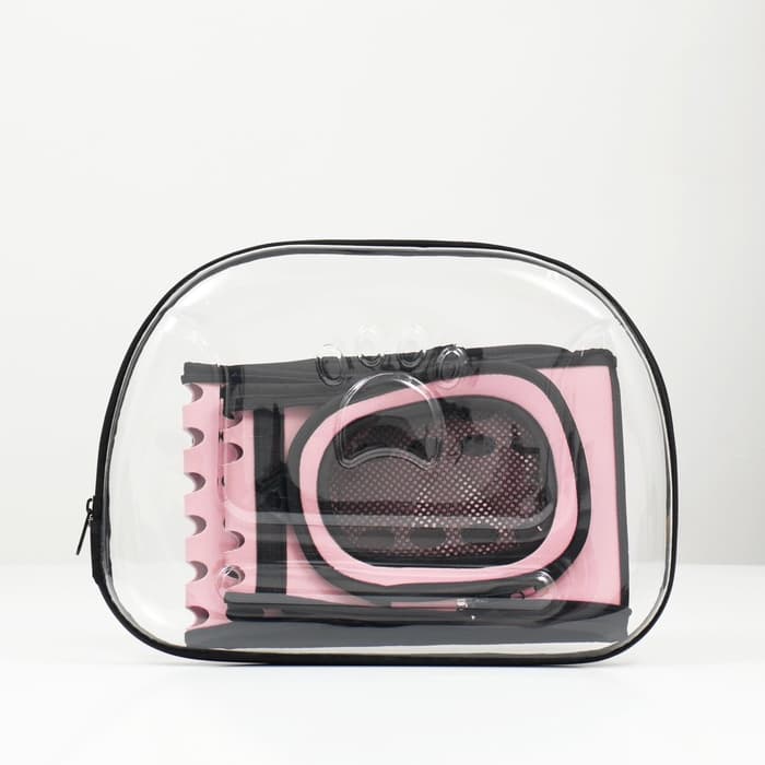 Переноска для животных, 42×32×28 с, прозрачная, розовая