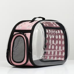 Переноска для животных, 42×32×28 с, прозрачная, розовая
