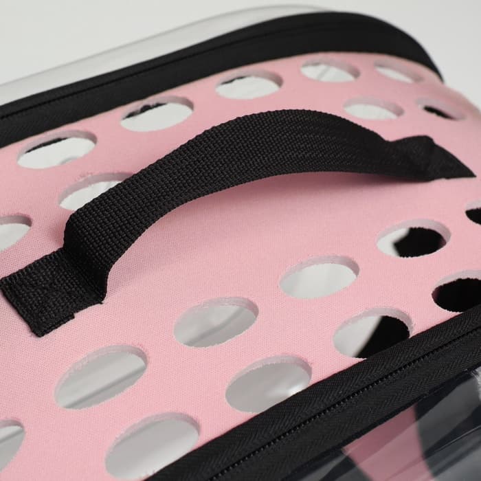 Переноска для животных, 42×32×28 с, прозрачная, розовая