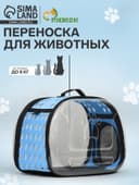 Переноска для животных, 42×32×28 см, прозрачная, голубая