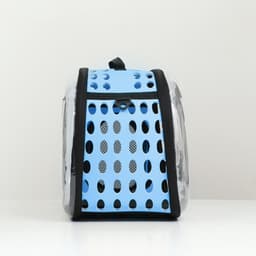 Переноска для животных, 42×32×28 см, прозрачная, голубая