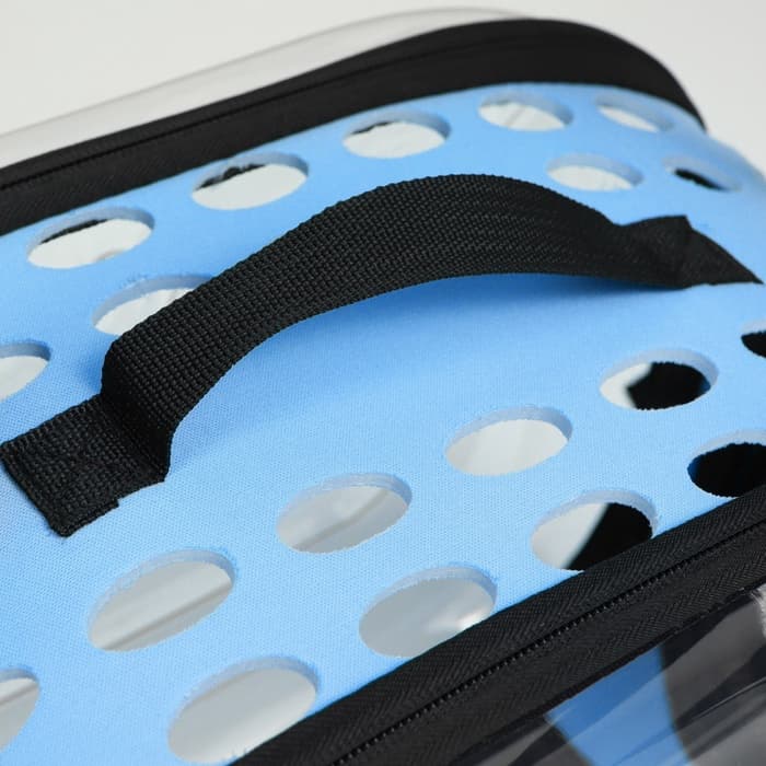 Переноска для животных, 42×32×28 см, прозрачная, голубая