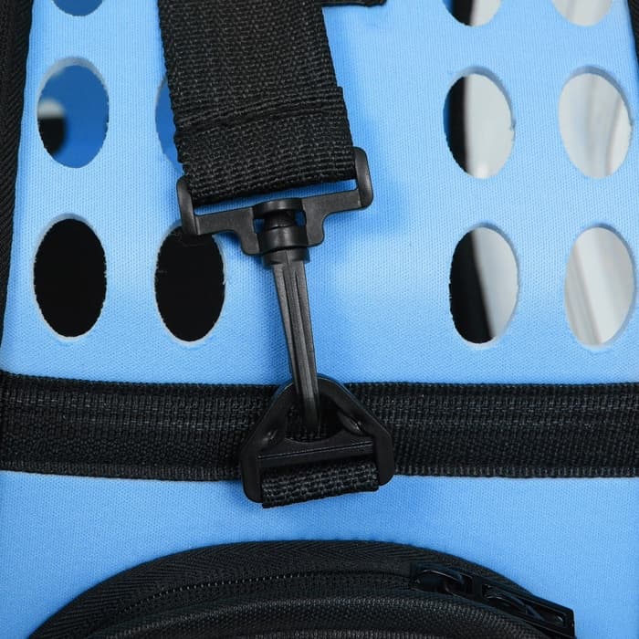 Переноска для животных, 42×32×28 см, прозрачная, голубая