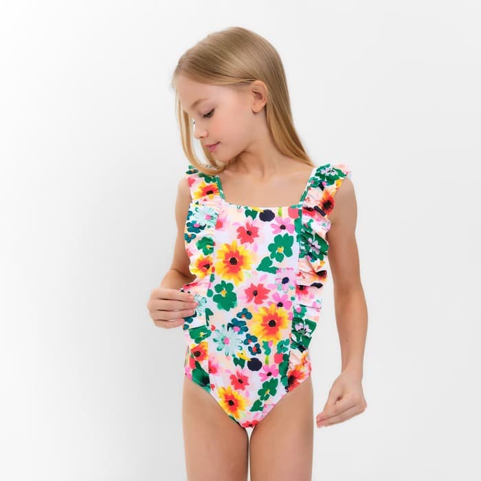 Купальник для девочки слитный MINAKU «Цветы», рост 122-128 см