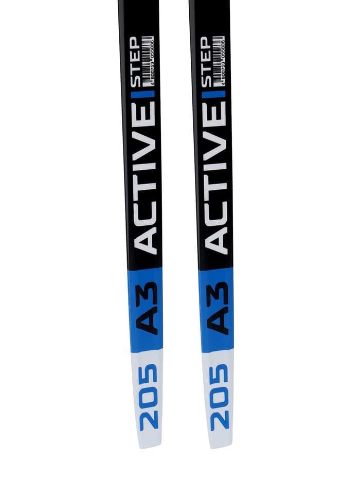 Комплект лыжный: пластиковые лыжи 205 см с насечкой, стеклопластиковые палки 165 см, крепления NN75 мм, цвета МИКС