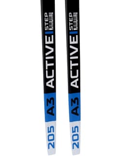 Комплект лыжный: пластиковые лыжи 205 см с насечкой, стеклопластиковые палки 165 см, крепления NN75 мм, цвета МИКС