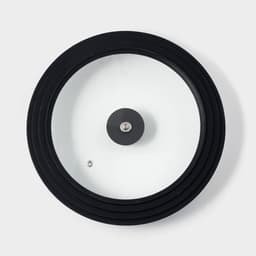 Крышка для сковороды и кастрюли Доляна, универсальная d=24/26/28 см с силиконовым ободком и ручкой, стекло, чёрная