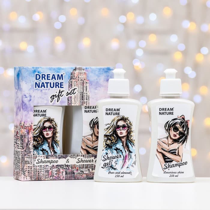 Подарочный набор косметики DreamNature: шампунь для ослабленных и поврежденных волос,250 мл + гель для душа, 250 мл