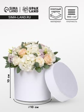 Коробка подарочная круглая, шляпная, белая, 10×10 см