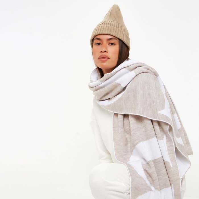 Шарф женский двусторонний MIST, бежевый, размер 47×226 см