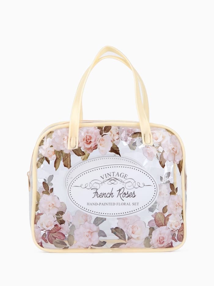 Косметичка - сумка на молнии для бассейна, с ручками, с принтом, бежевая