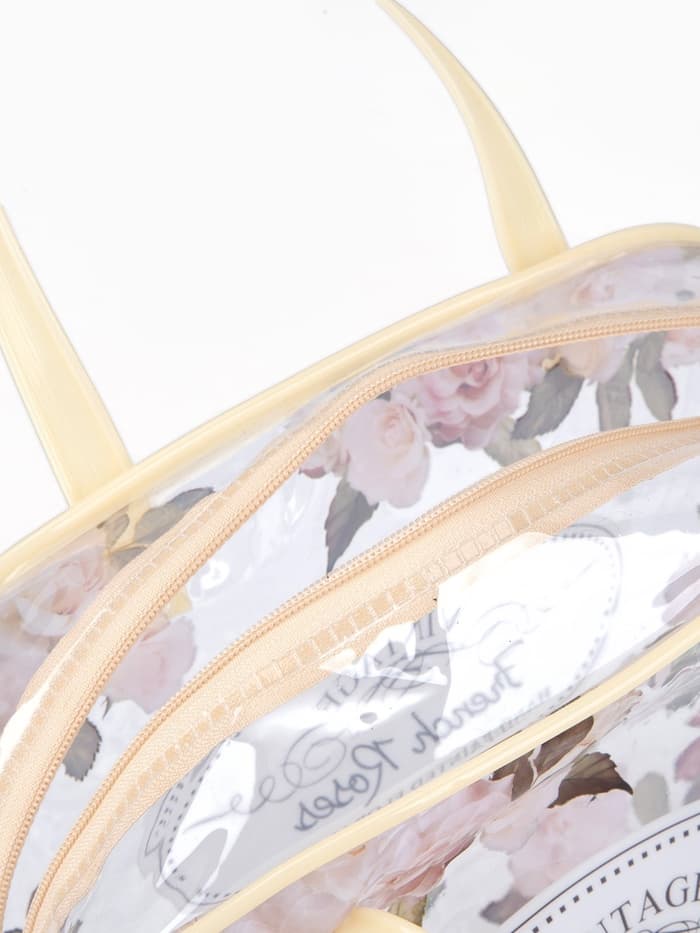 Косметичка - сумка на молнии для бассейна, с ручками, с принтом, бежевая