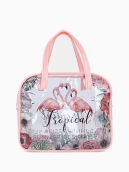 Косметичка на молнии для бассейна, большая, с ручками, с принтом Tropical, розовый