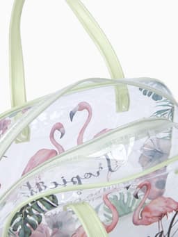 Косметичка - сумочка на молнии для бассейна, маленькая, с ручками, с принтом, нежно-зелёная