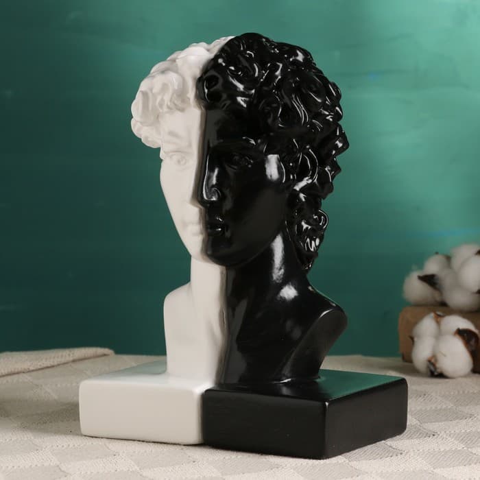 Держатель - подставка для книг «Бюст Давида», набор 2 шт., 25 см, чёрно-белый