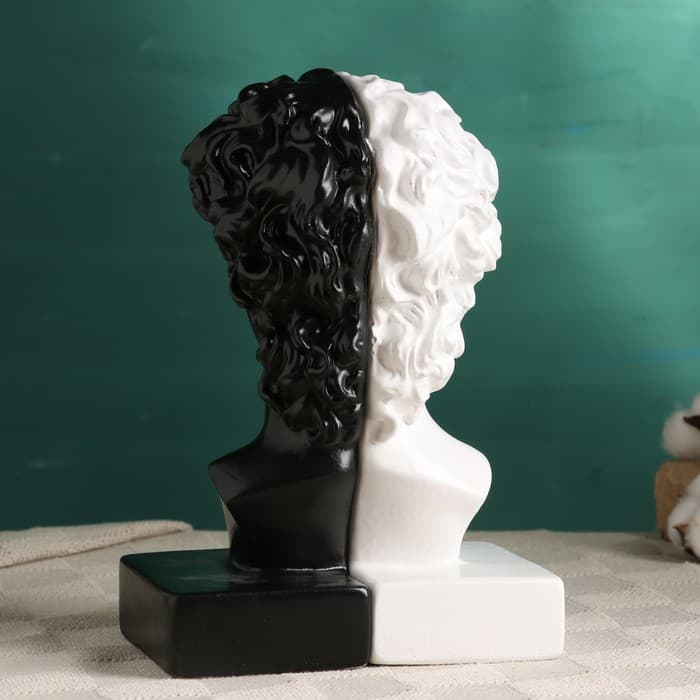 Держатель - подставка для книг «Бюст Давида», набор 2 шт., 25 см, чёрно-белый