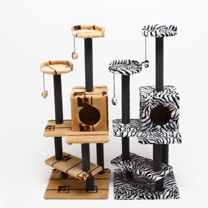 Комплекс для кошек с когтеточкой «Лестница», 56×52×140 см, ковролин, микс цветов