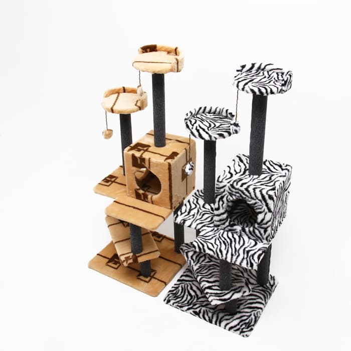 Комплекс для кошек с когтеточкой «Лестница», 56×52×140 см, ковролин, микс цветов