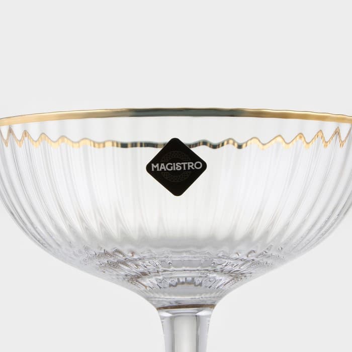 Креманка Magistro «Орион», 350 мл, 11.1×12.5 см, с золотой отводкой, стекло, прозрачная