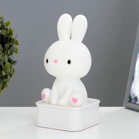 Фигурка светящаяся RISALUX «Зайчик», LED-ночник, от USB или батареек 4×АА, белый, 9×9×19 см