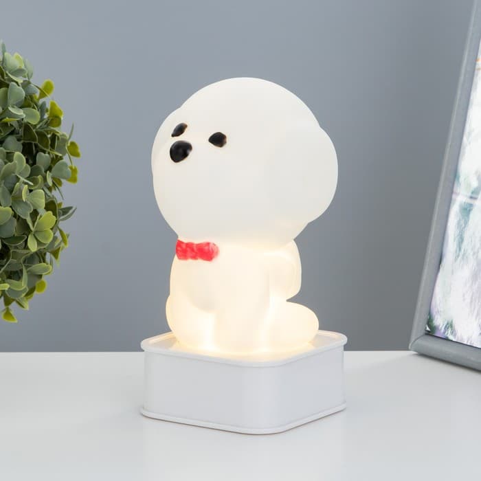 Фигурка световая RISALUX «Собачка», LED-ночник, от USB и батареек 4×АА, белый, 11.5×11×19 см