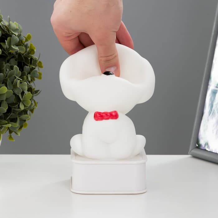 Фигурка световая RISALUX «Собачка», LED-ночник, от USB и батареек 4×АА, белый, 11.5×11×19 см