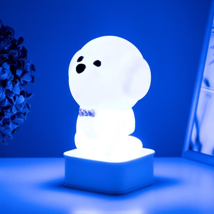 Фигурка световая RISALUX «Собачка», LED-ночник, от USB и батареек 4×АА, белый, 11.5×11×19 см