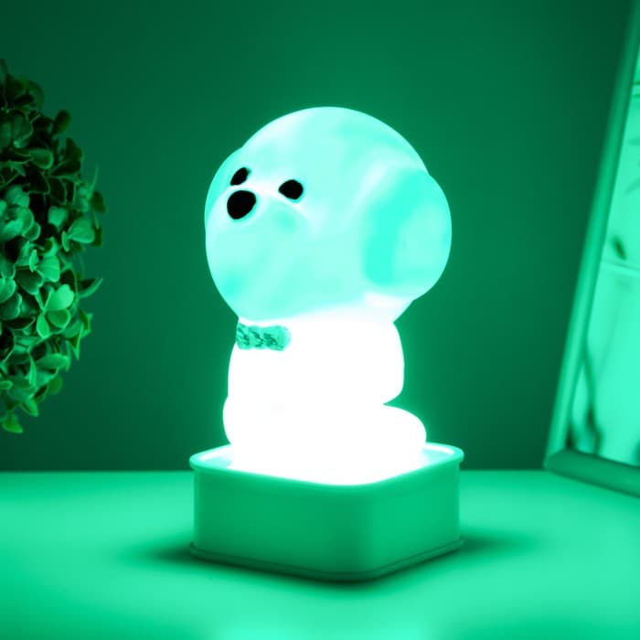 Фигурка световая RISALUX «Собачка», LED-ночник, от USB и батареек 4×АА, белый, 11.5×11×19 см