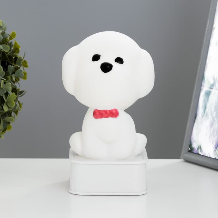 Фигурка световая RISALUX «Собачка», LED-ночник, от USB и батареек 4×АА, белый, 11.5×11×19 см