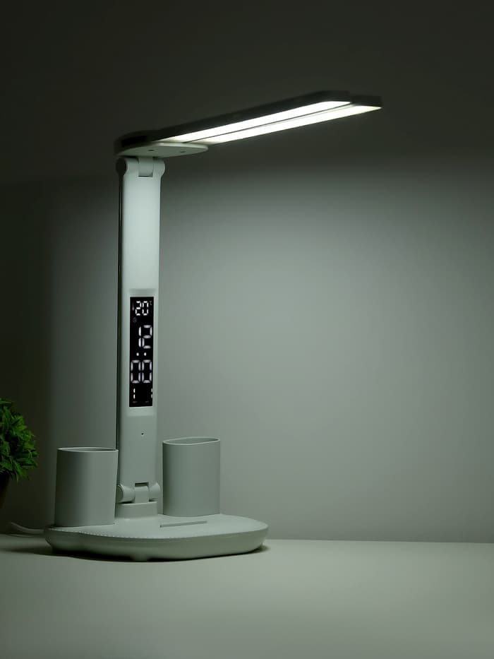 Часы - лампа электронные: календарь, термометр, LED, 3 режима, USB, 32×12×17 см