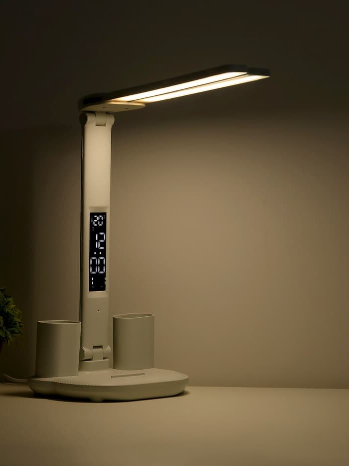 Часы - лампа электронные: календарь, термометр, LED, 3 режима, USB, 32×12×17 см