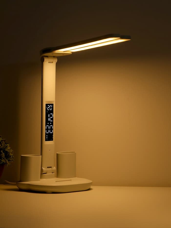 Часы - лампа электронные: календарь, термометр, LED, 3 режима, USB, 32×12×17 см