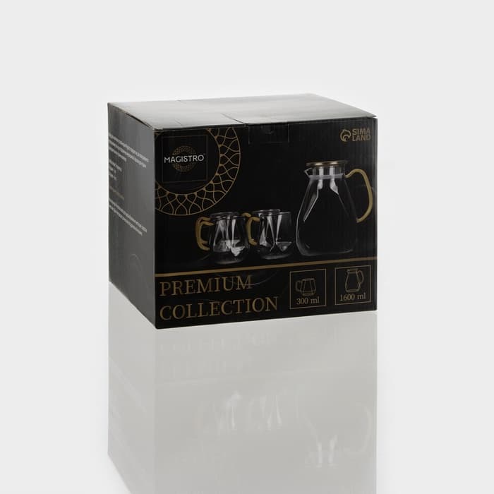 Набор для напитков Magistro «Льдинка», 5 предметов: кувшин 1.6 л, 4 кружки 300 мл, стекло