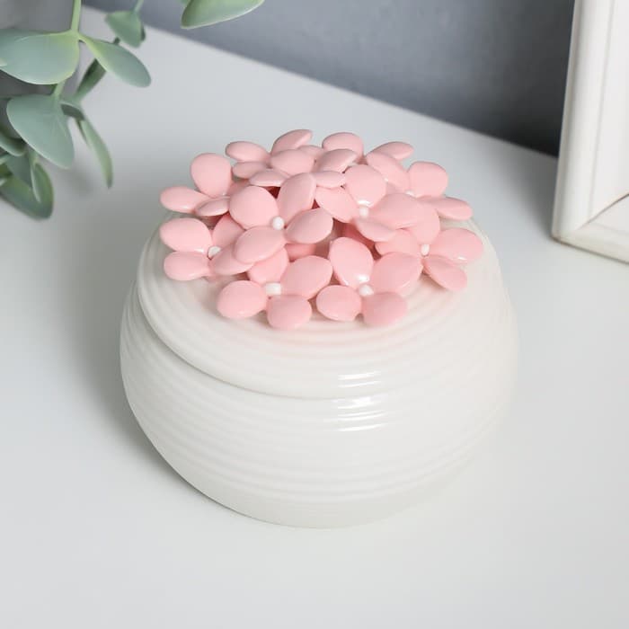 Шкатулка для украшений «Незабудки», керамика, 9×9×7.5 см, МИКС