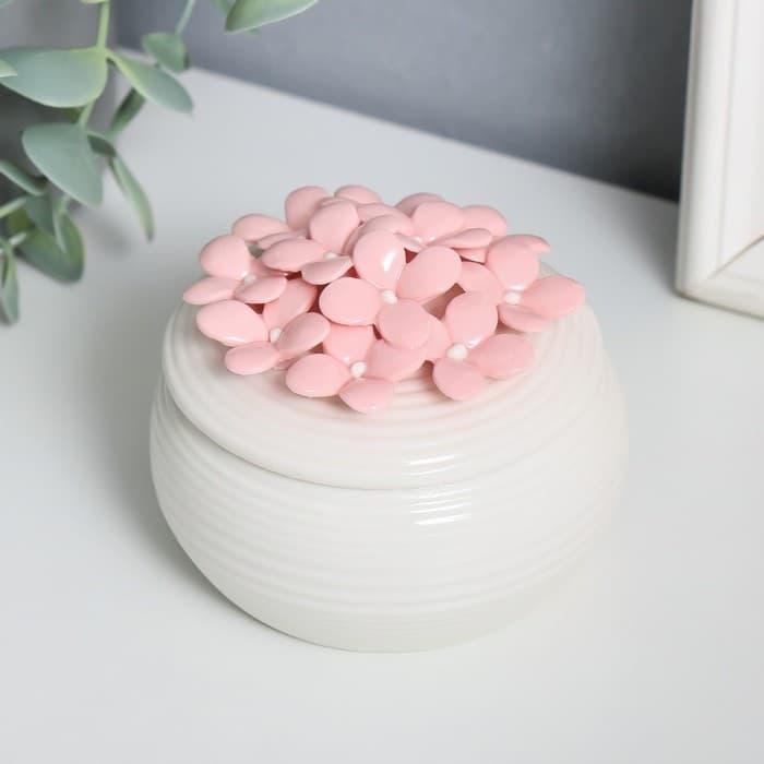 Шкатулка для украшений «Незабудки», керамика, 9×9×7.5 см, МИКС