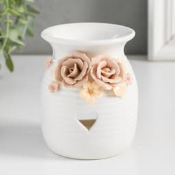 Аромалампа для эфирных масел «Розочки и незабудки с сердечком», керамика, 7.5×7.5×9.5 см, МИКС