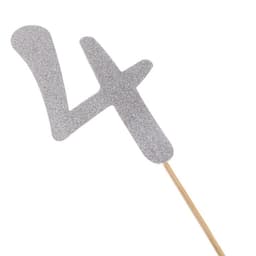 Топпер в торт «Цифра 4», серебряный