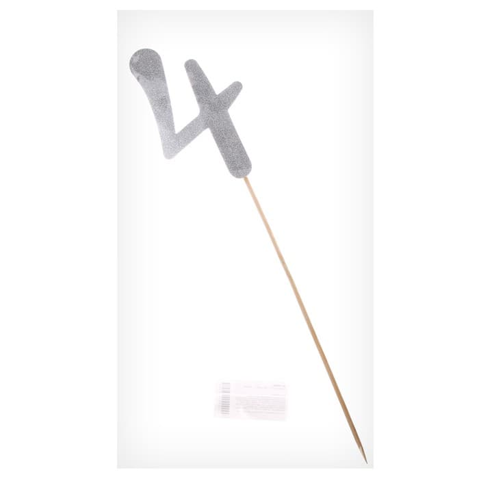 Топпер в торт «Цифра 4», серебряный