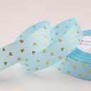 Лента репсовая с тиснением «Сердечки», 25 мм, 23±1 м, голубая №011