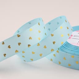 Лента репсовая с тиснением «Сердечки», 25 мм, 23±1 м, голубая №011